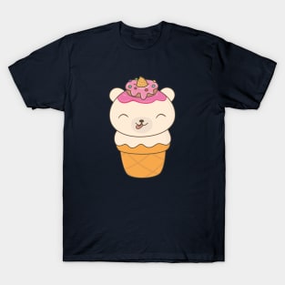 Kawaii Polar Bear Ice Cream Cone T-Shirt T-Shirt